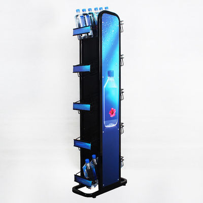 लोगो धातु 240W * 500L * 1450mmH के साथ 5 मंजिल खनिज पानी की बोतल रैक;