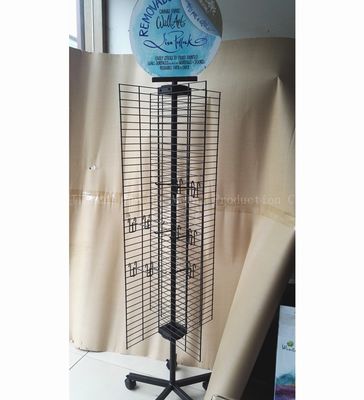 चार तरफा W500mm H1800mm रोटेटिंग डिस्प्ले रैक (हुक के साथ मोबाइल फोन एक्सेसरीज डिस्प्ले रैक)